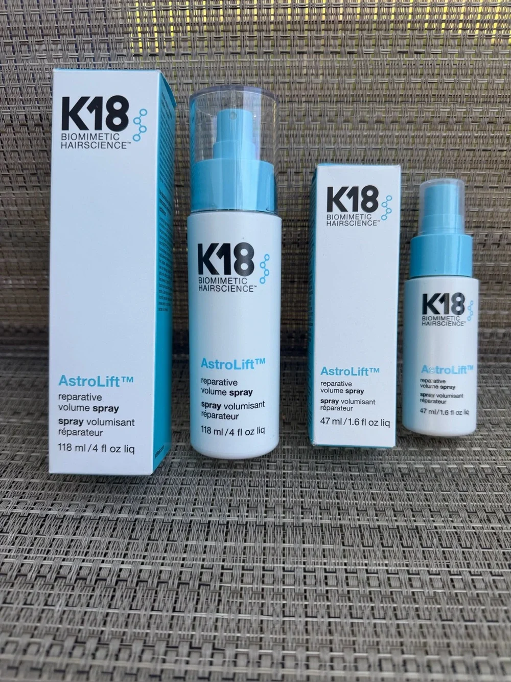 K18 AstroLift Reparative Volume Spray Set | Full Size 4 oz + Travel 1.6 oz | NEW